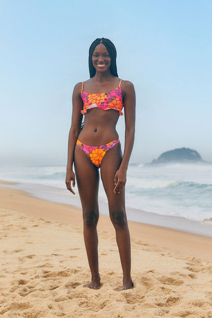 Pink Flowers Garden Bikini Top