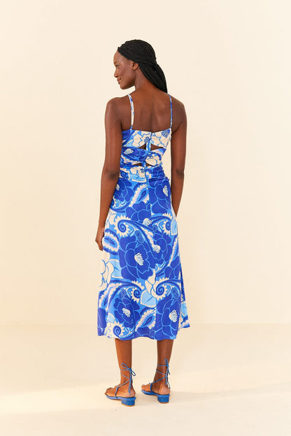 Blue Tropical Groove Lenzing Ecovero Viscose Midi Dress