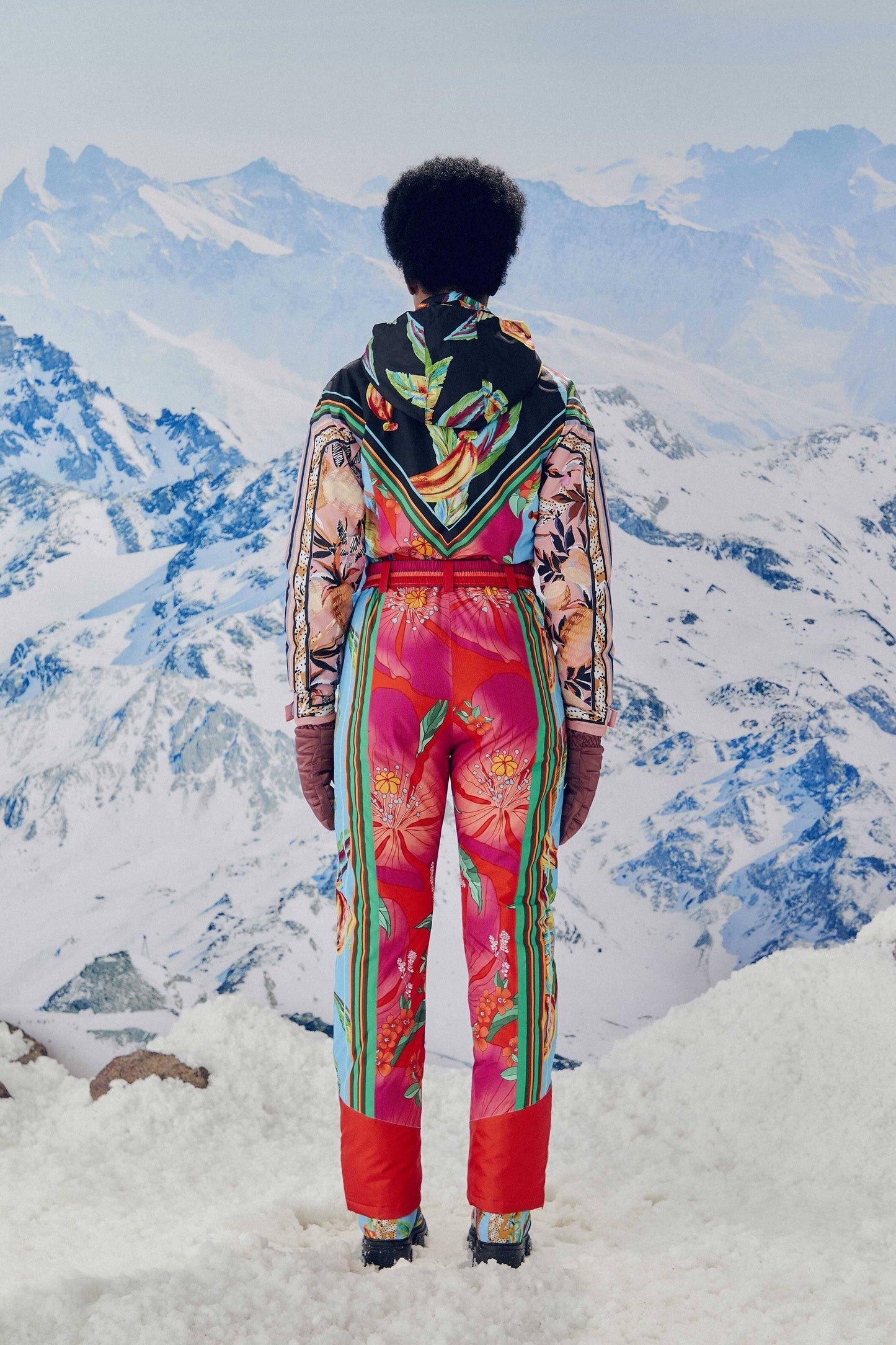 Mixed Scarves Ski Jumpsuit