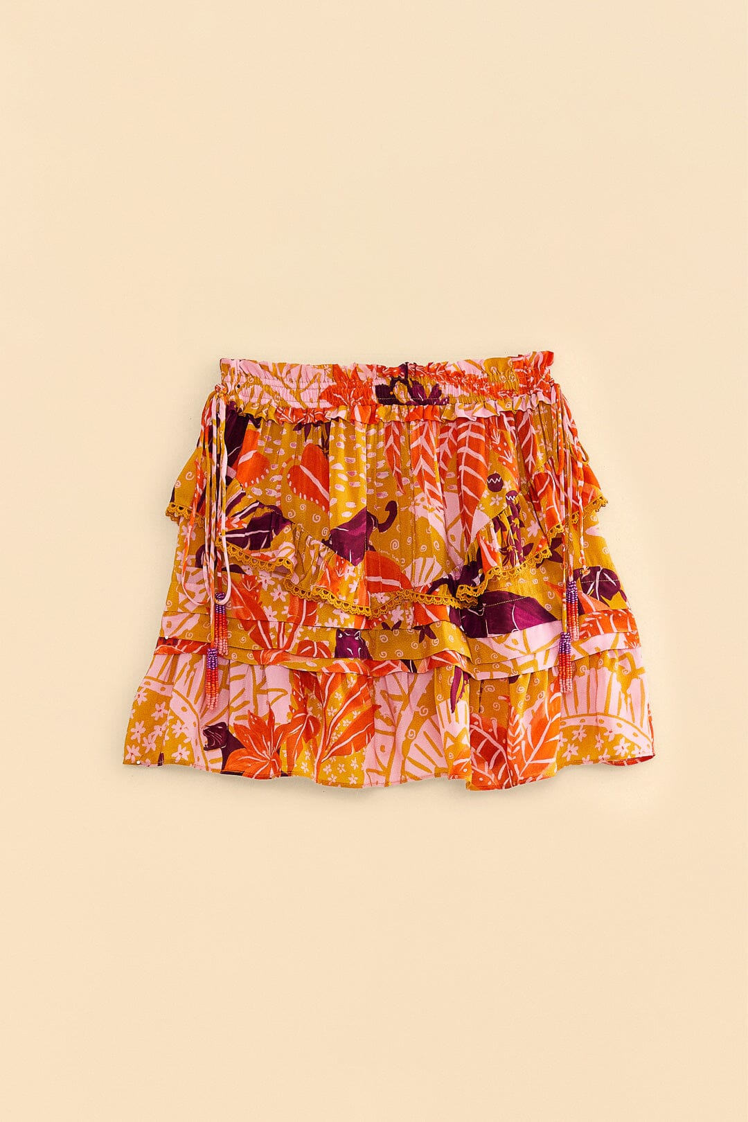 Beige Jungle Panther Mini Skirt