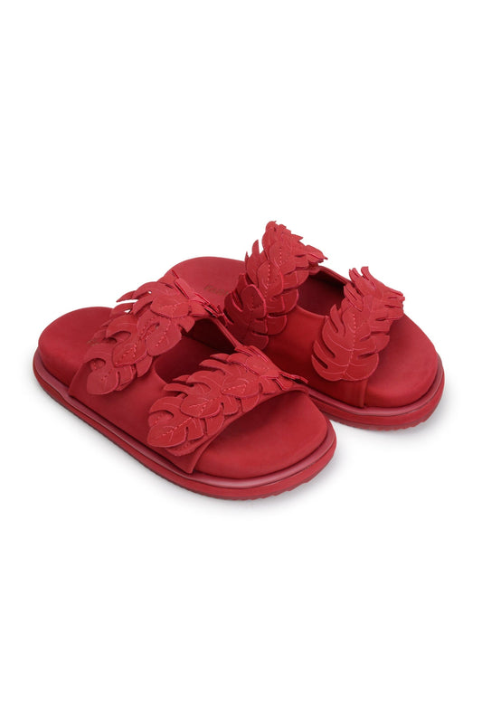 Red Mini Monstera Anatomic Slide Sandal