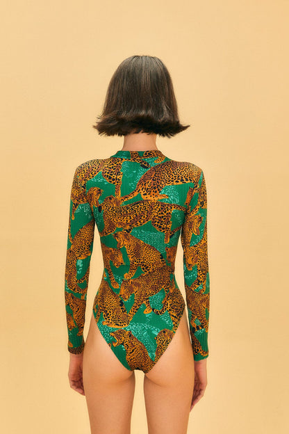 Green Artsy Leopards Organic Cotton Bodysuit