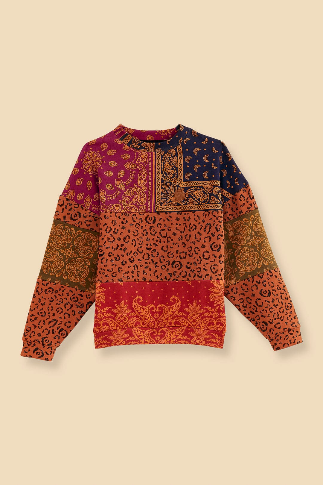 Bandana Dream Mixed Leopard Texture Sweatshirt