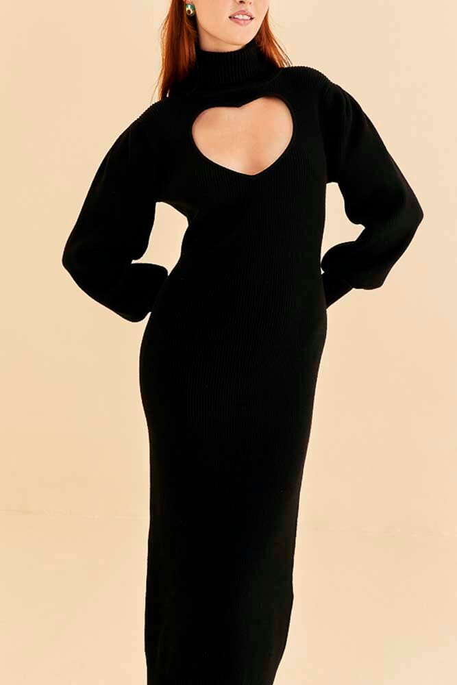 Black Heart Neckline Knit Dress