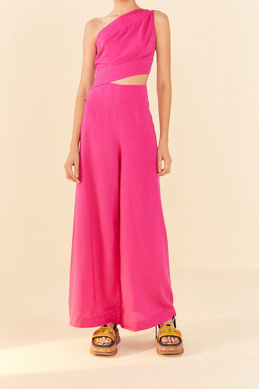 Pink One Shoulder Jumpsuit