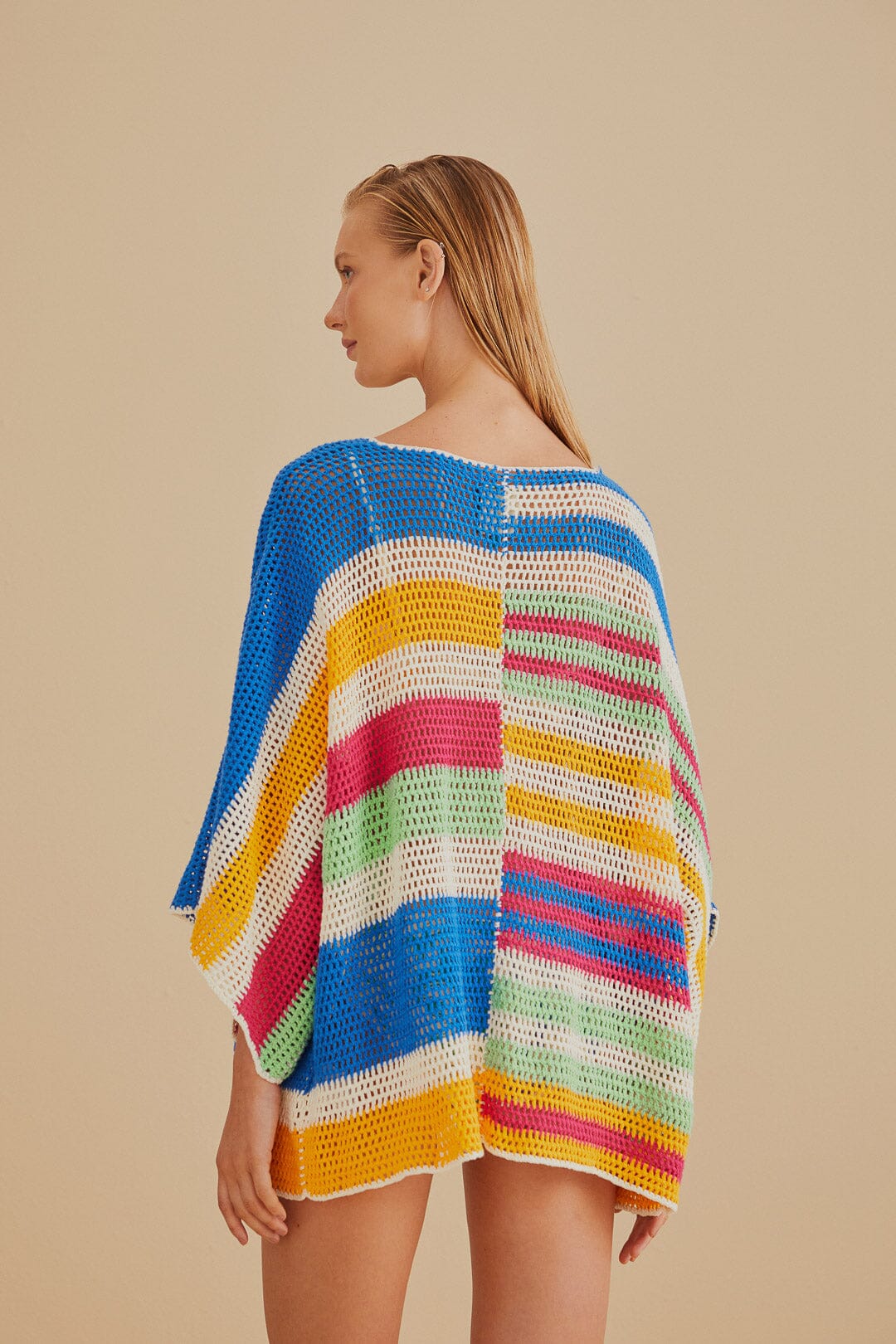 Mixed Stripes Crochet Kimono