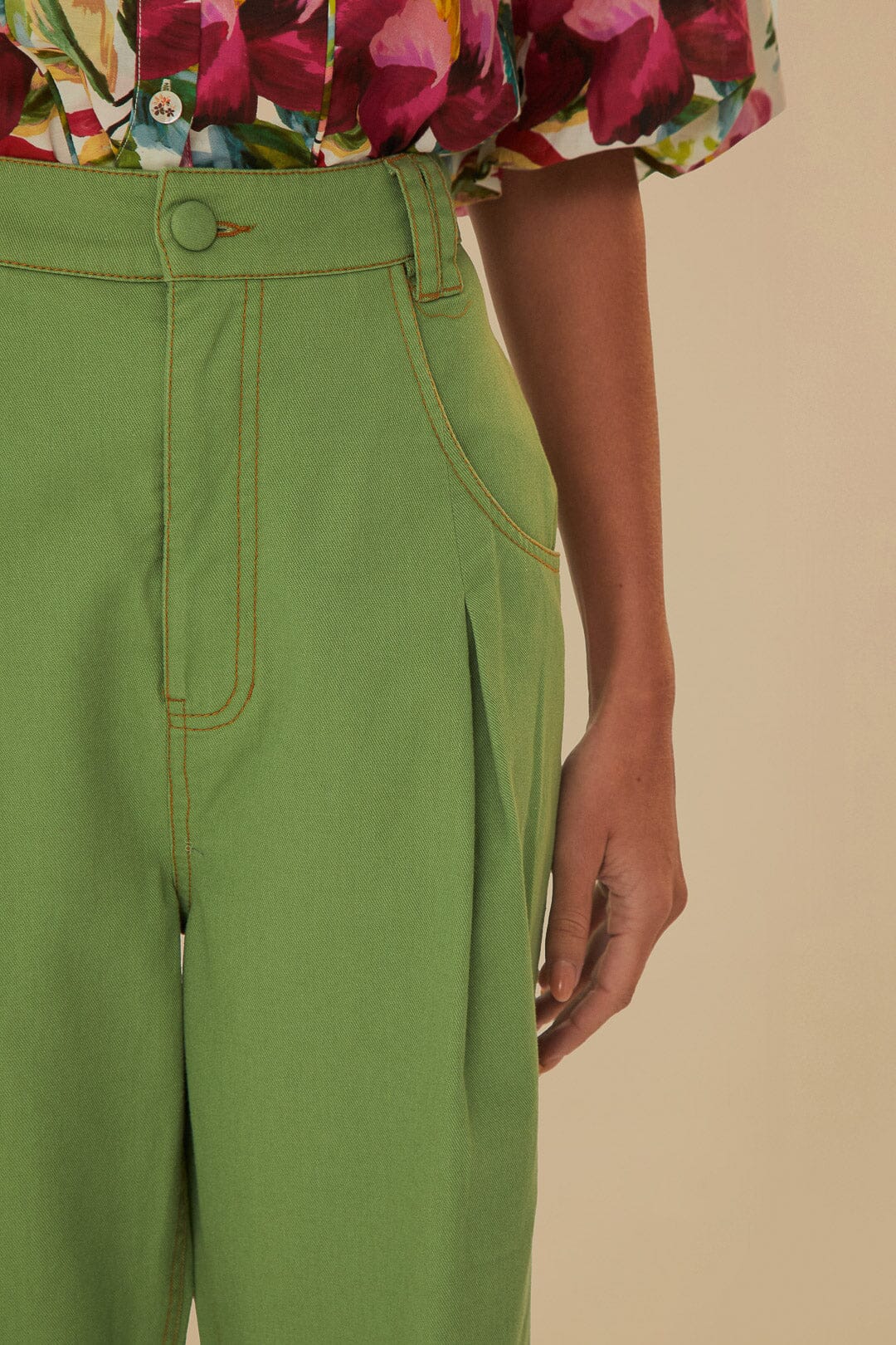 Green Pleat Pants