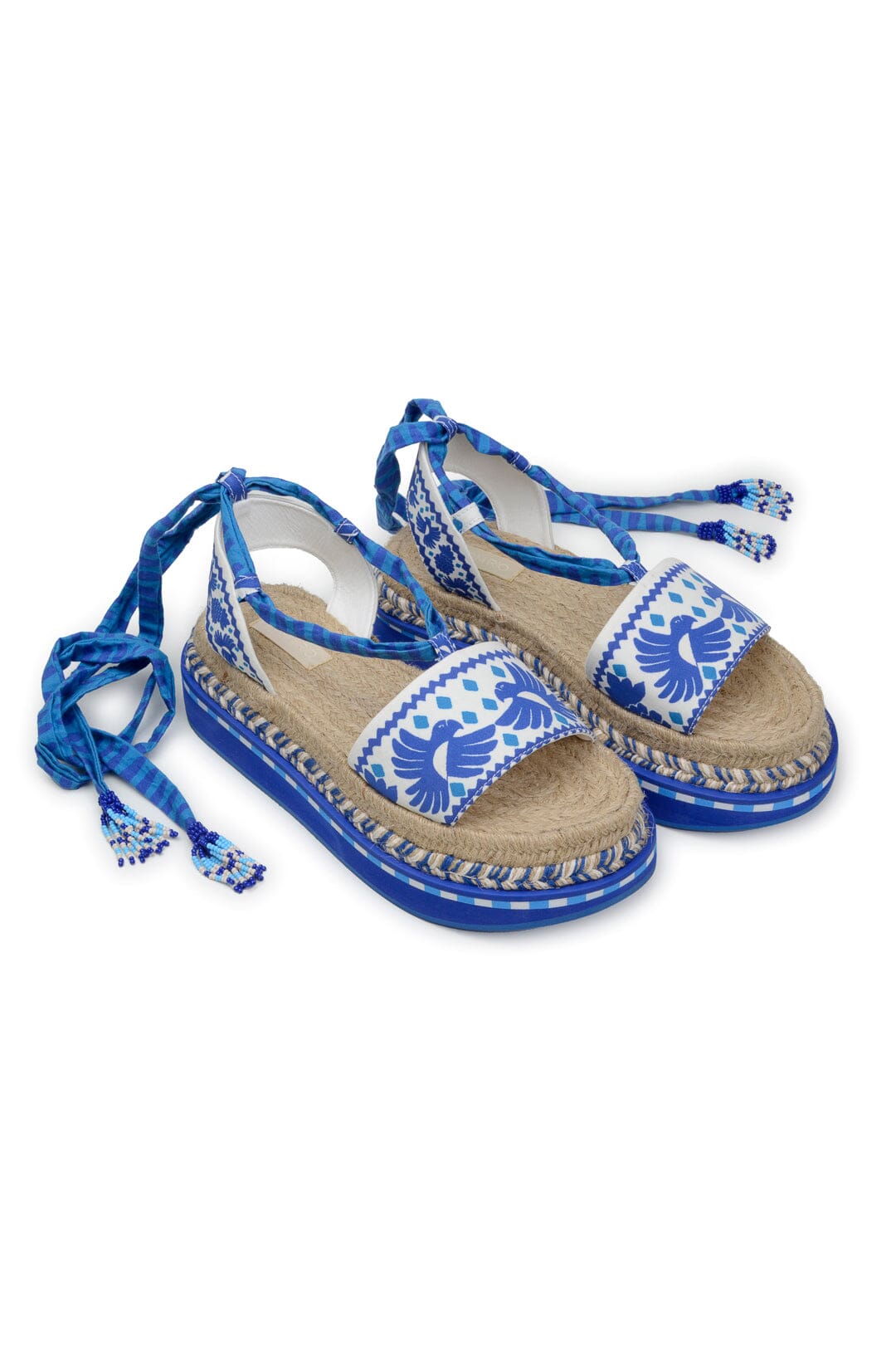 Blue Jungle Scarf Espadrille Flatform Sandal