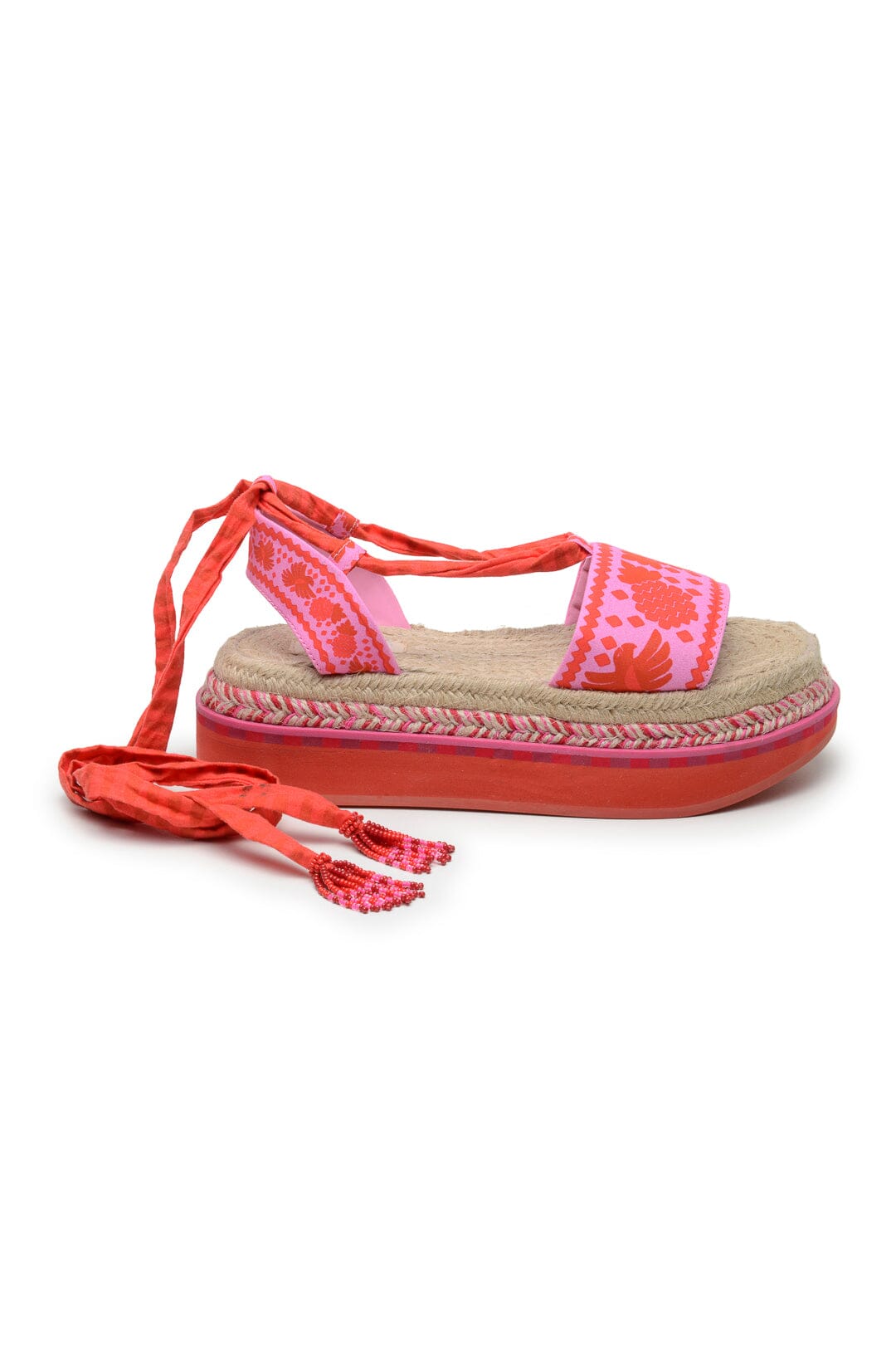 Red Jungle Scarf Espadrille Flatform Sandal