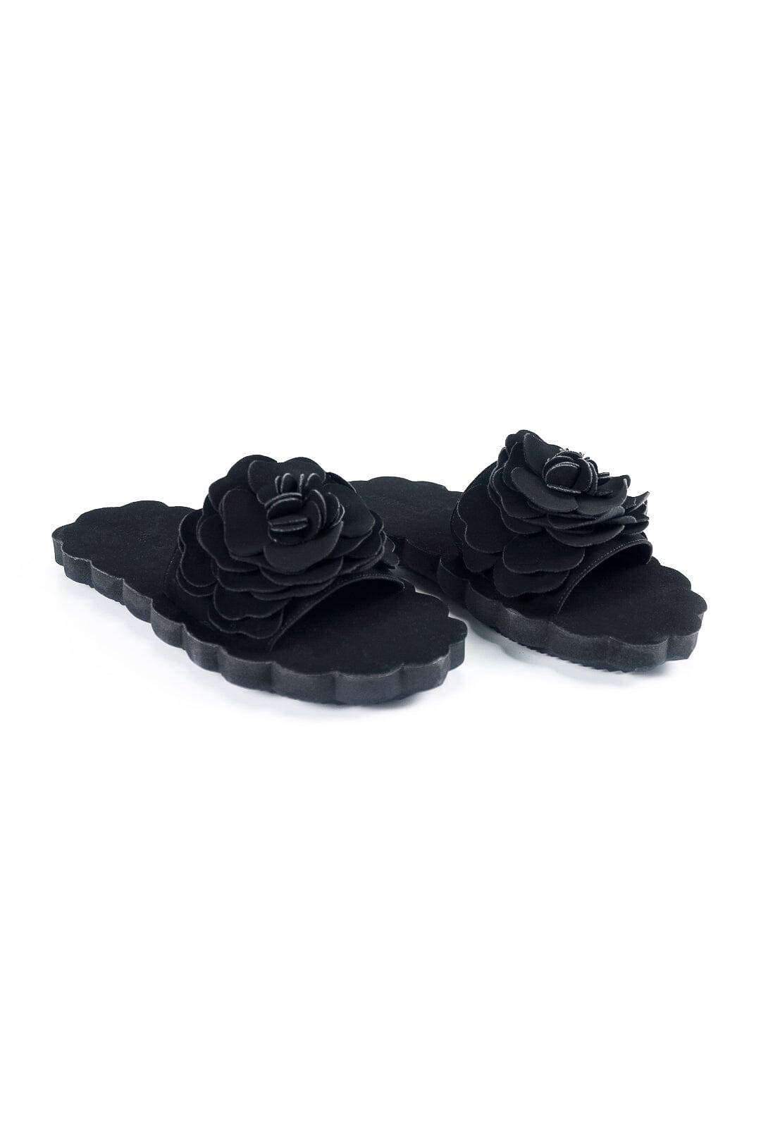 Black Flower Cloud Slide Sandal