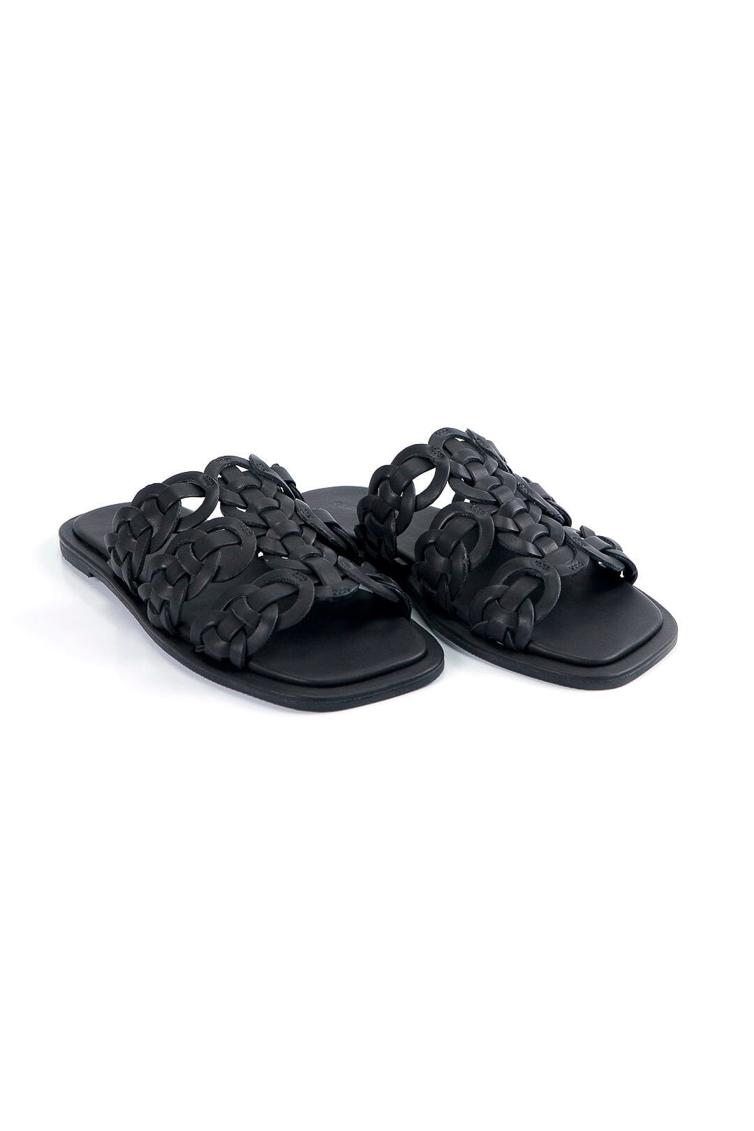 Black Circles Flat Sandal