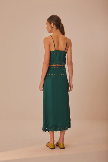 Green Richelieu Midi Skirt