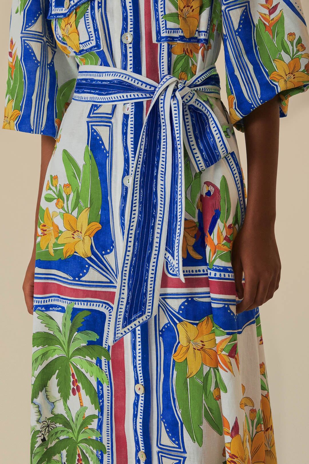 Off-White Tropical Destination Midi Dress