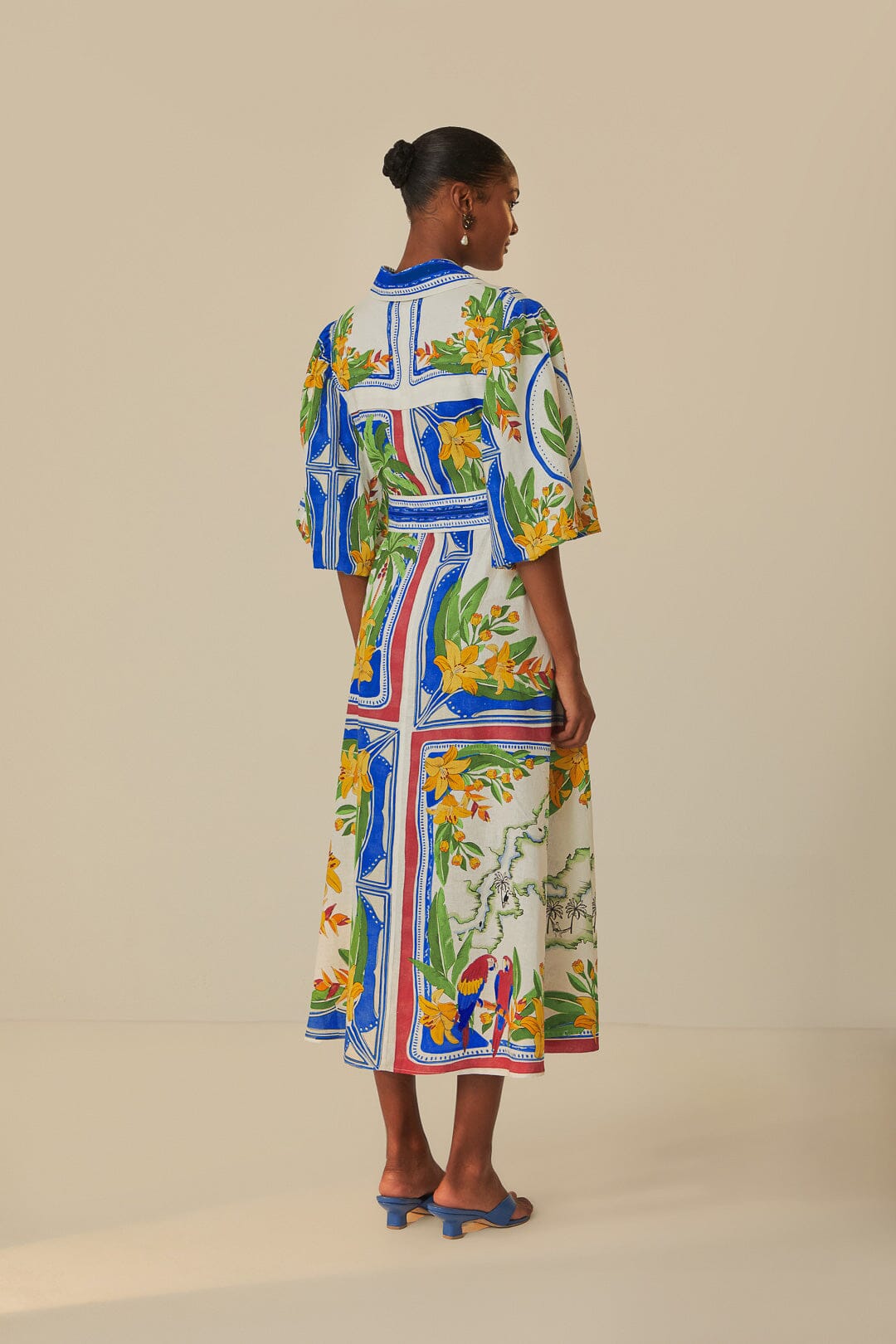 Off-White Tropical Destination Midi Dress