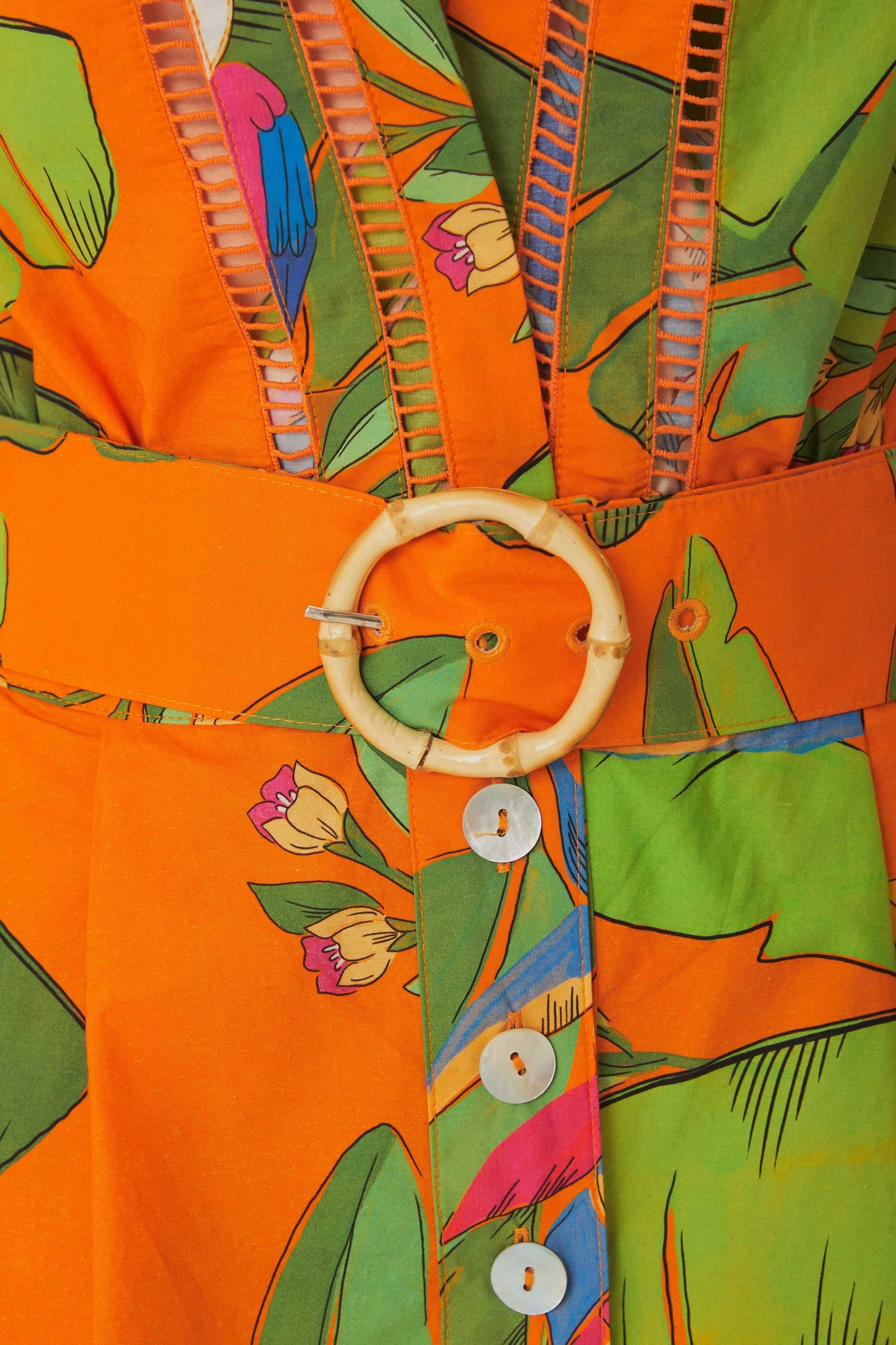 Orange Fresh Macaws Romper