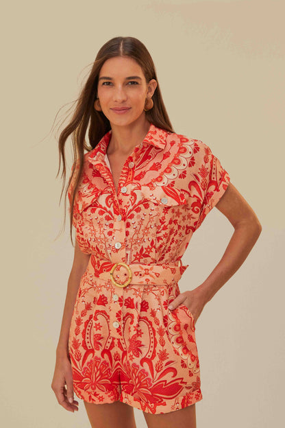 Red Jaipur Romper