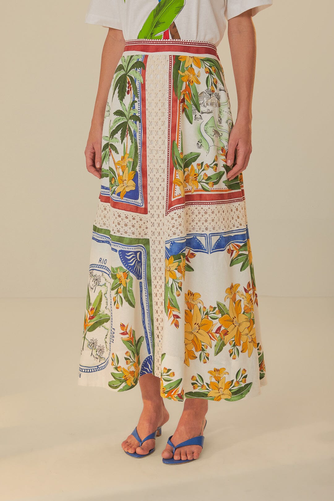 Off-White Tropical Destination LENZING ECOVERO Euroflax Midi Skirt