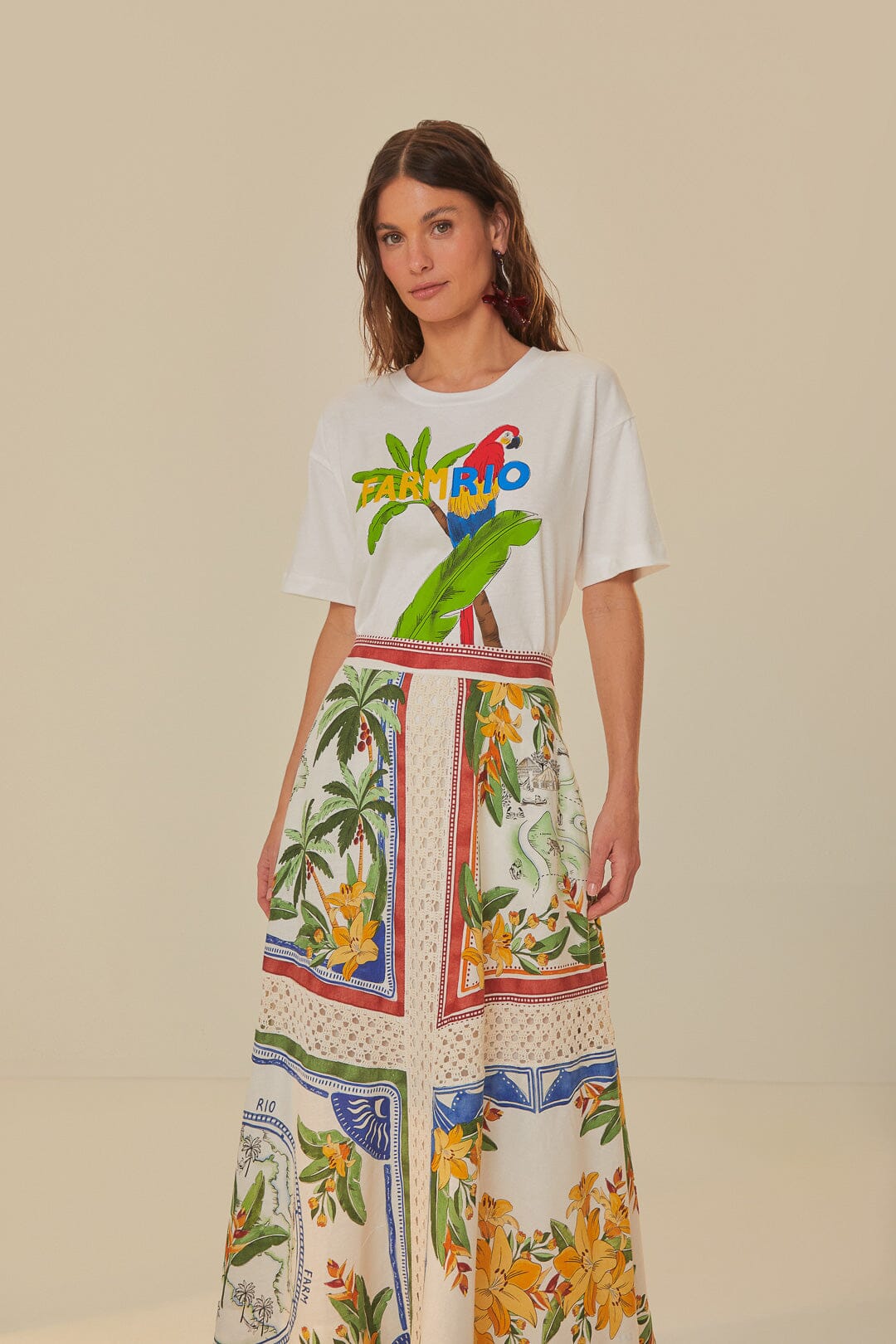 Off-White Tropical Destination LENZING ECOVERO Euroflax Midi Skirt