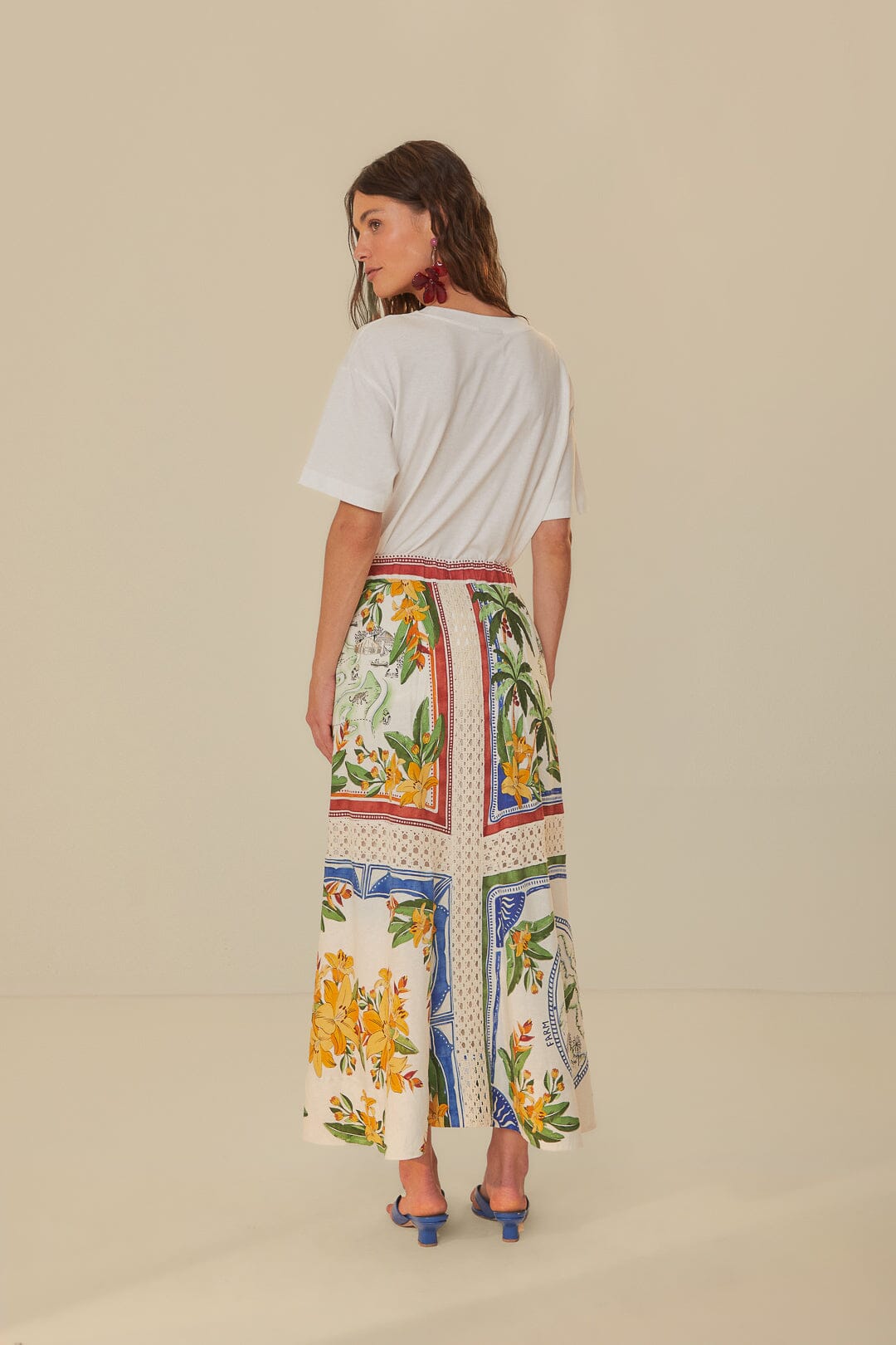 Off-White Tropical Destination LENZING ECOVERO Euroflax Midi Skirt