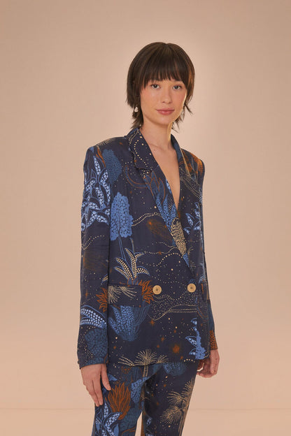 Navy Blue Night Jungle Blazer