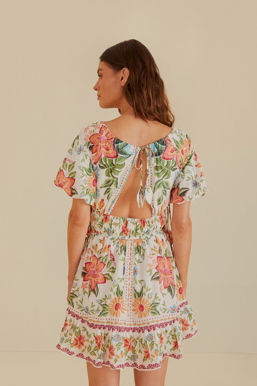 Off-White Bloom Garden Euroflax remium Linen Mini Dress