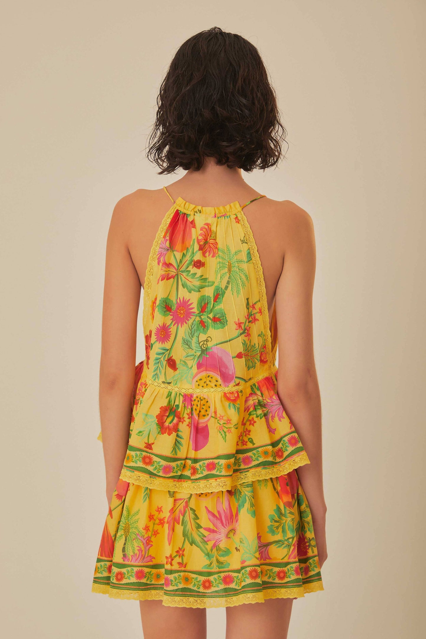 Yellow Delicate Fruit Garden Mini Skirt