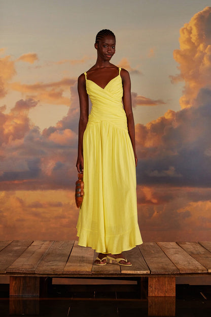 Yellow Cross Over Maxi Dress