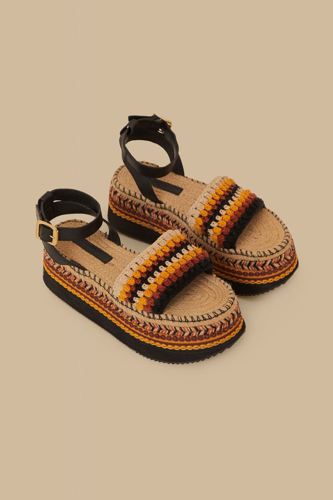 Rust Crochet Espadrille Flatform