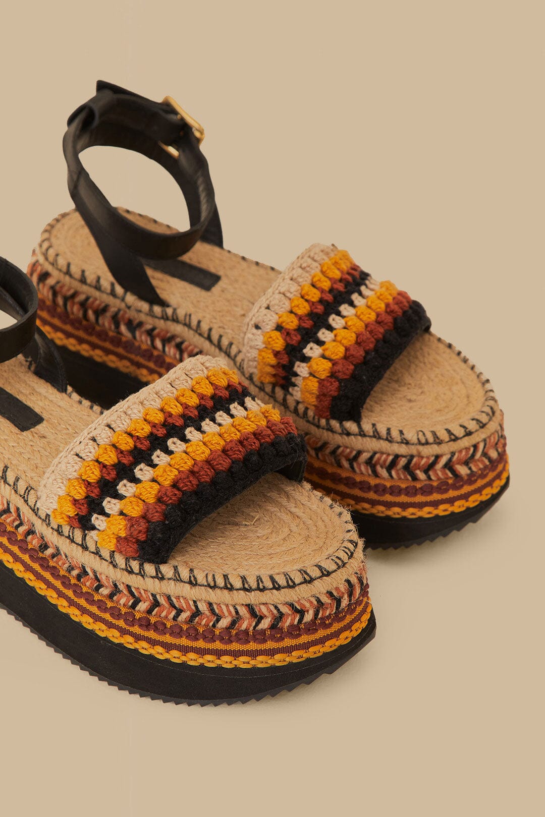 Rust Crochet Espadrille Flatform