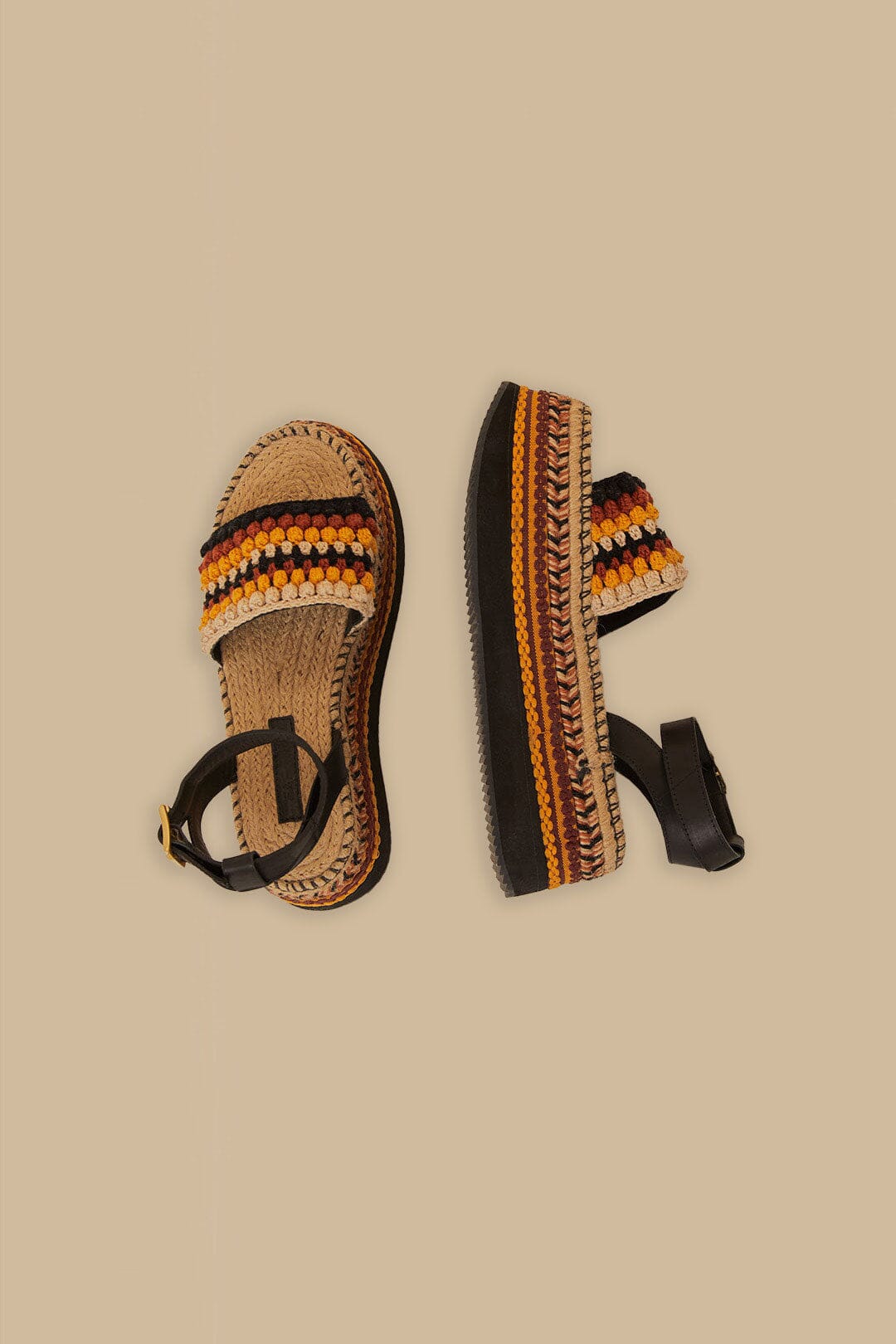 Rust Crochet Espadrille Flatform