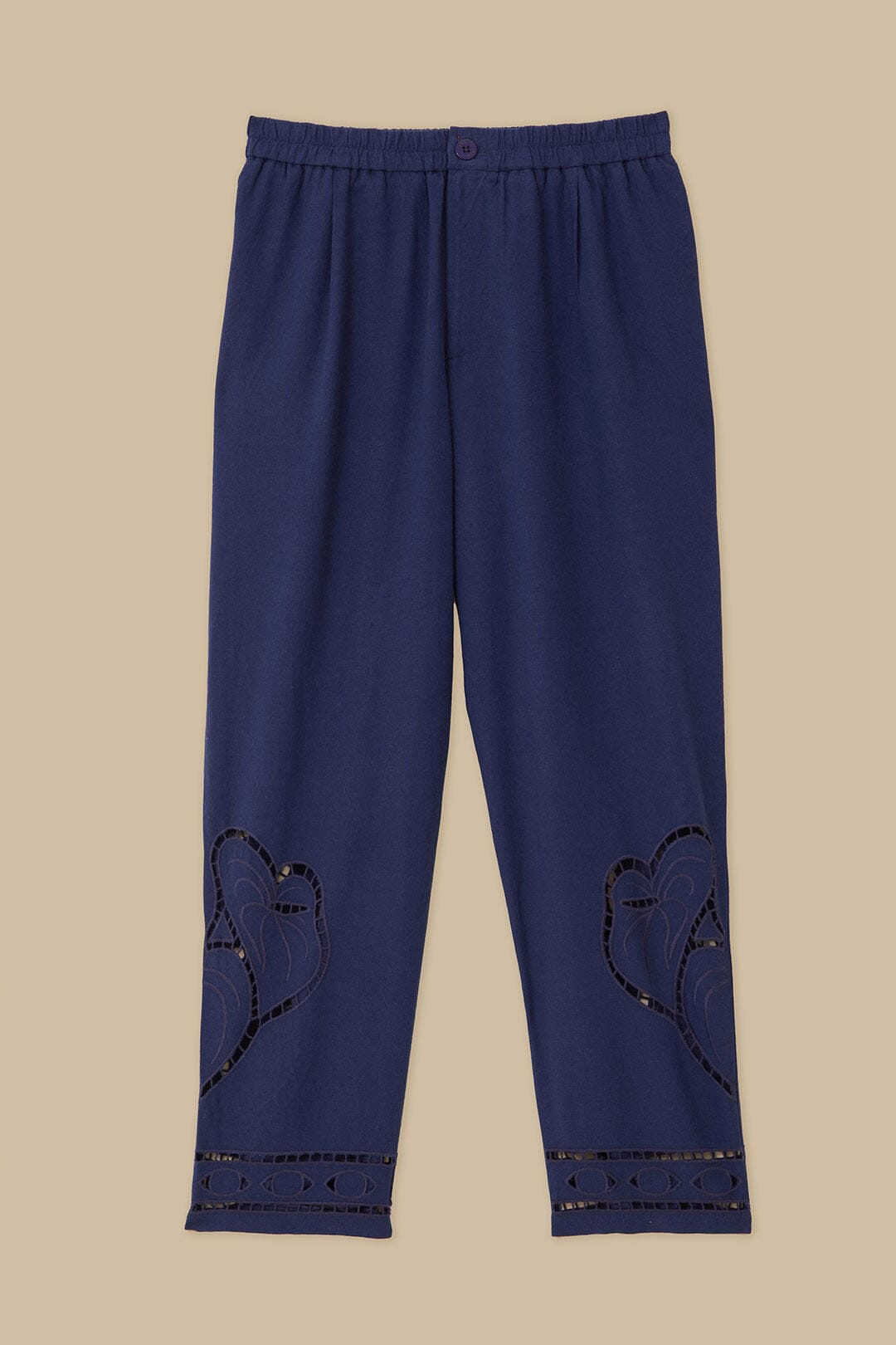 Surrealist Richelieu Embroidered Euroflax Premium Linen Pants