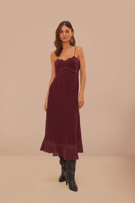 Purple Lace Sleeveless Midi Dress