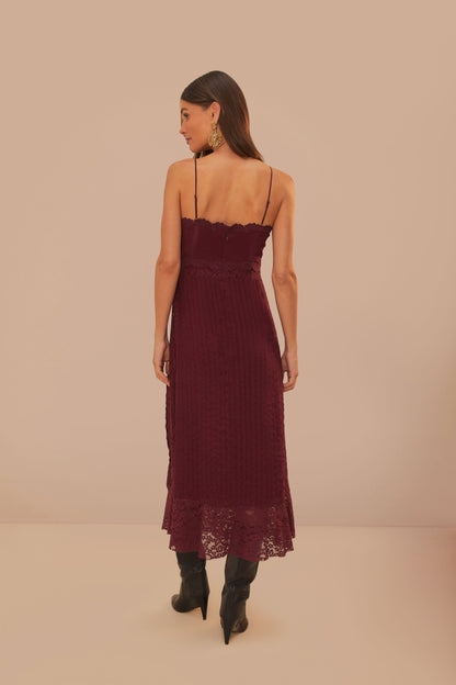 Purple Lace Sleeveless Midi Dress