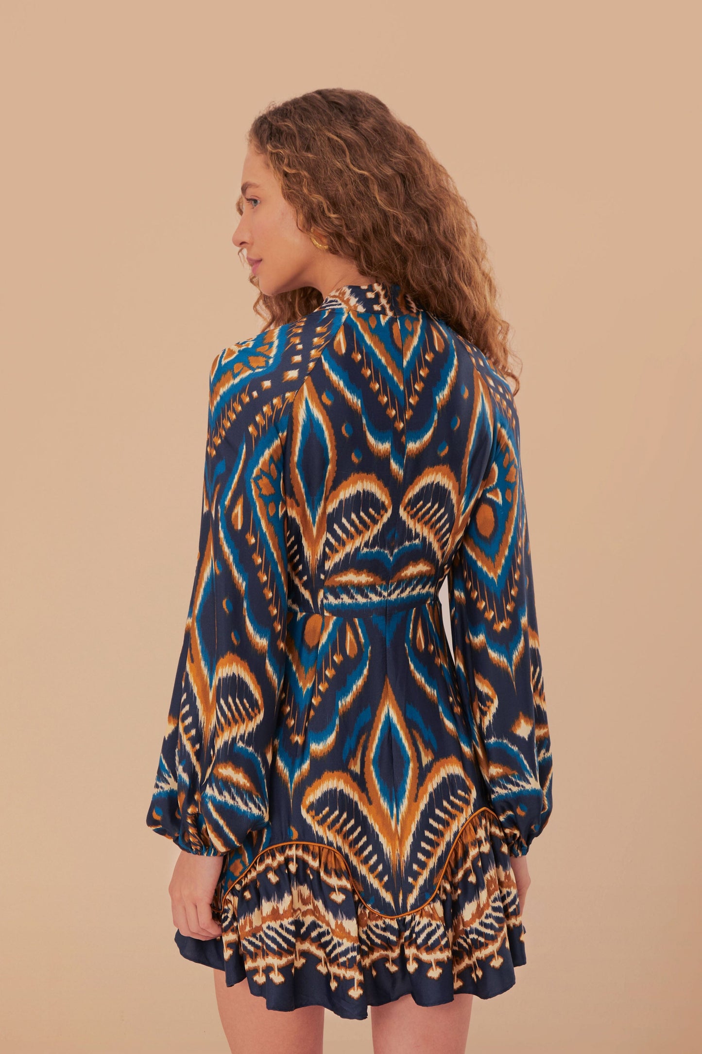 Blue Pineapple Ikat LENZING ECOVERO Viscose Mini Dress