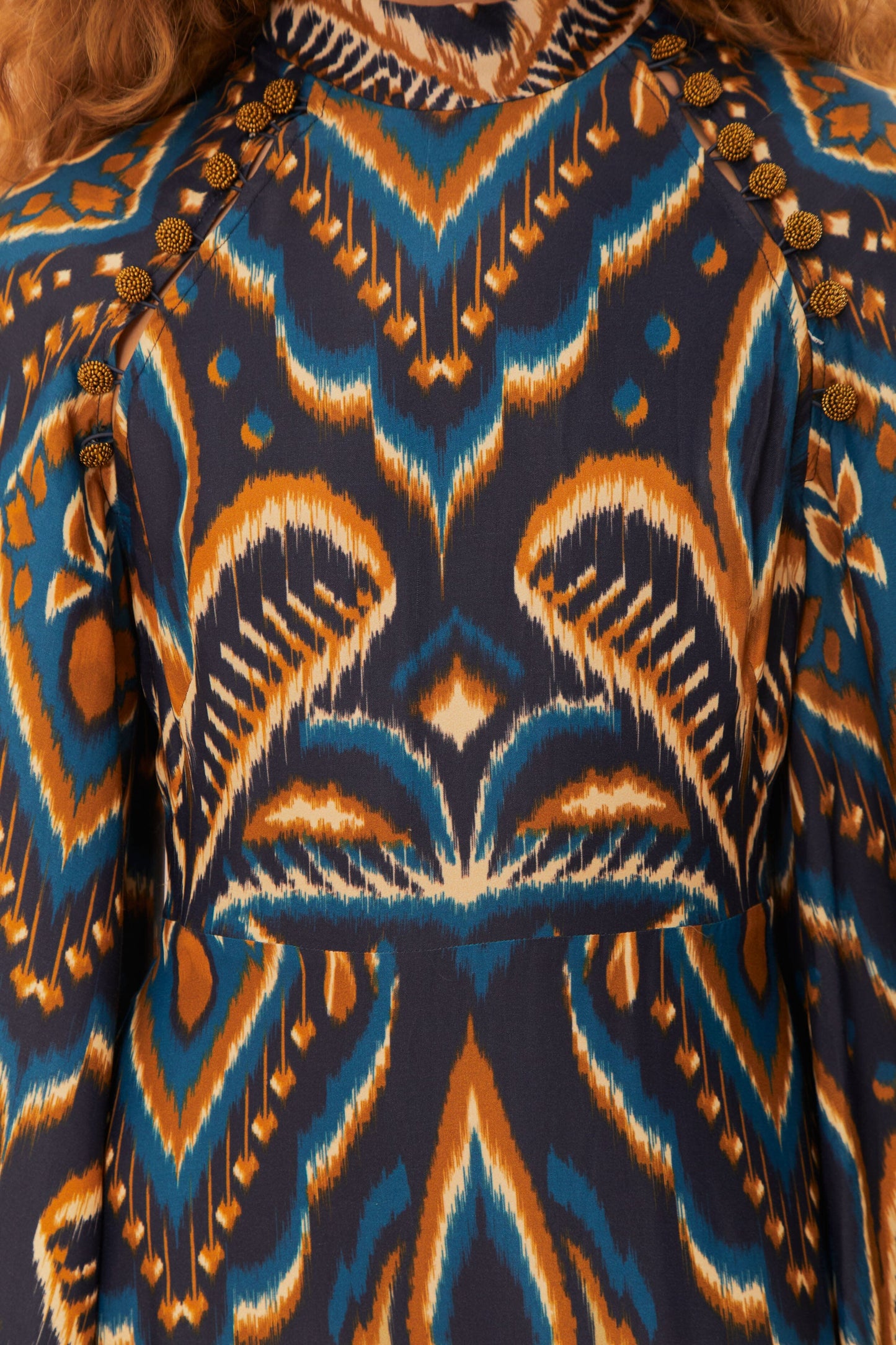 Blue Pineapple Ikat LENZING ECOVERO Viscose Mini Dress