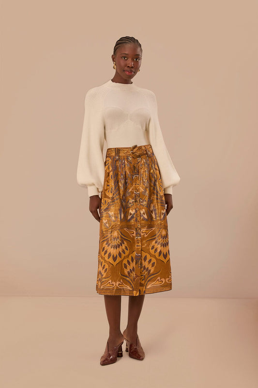 Gold Heart Forest Midi Skirt