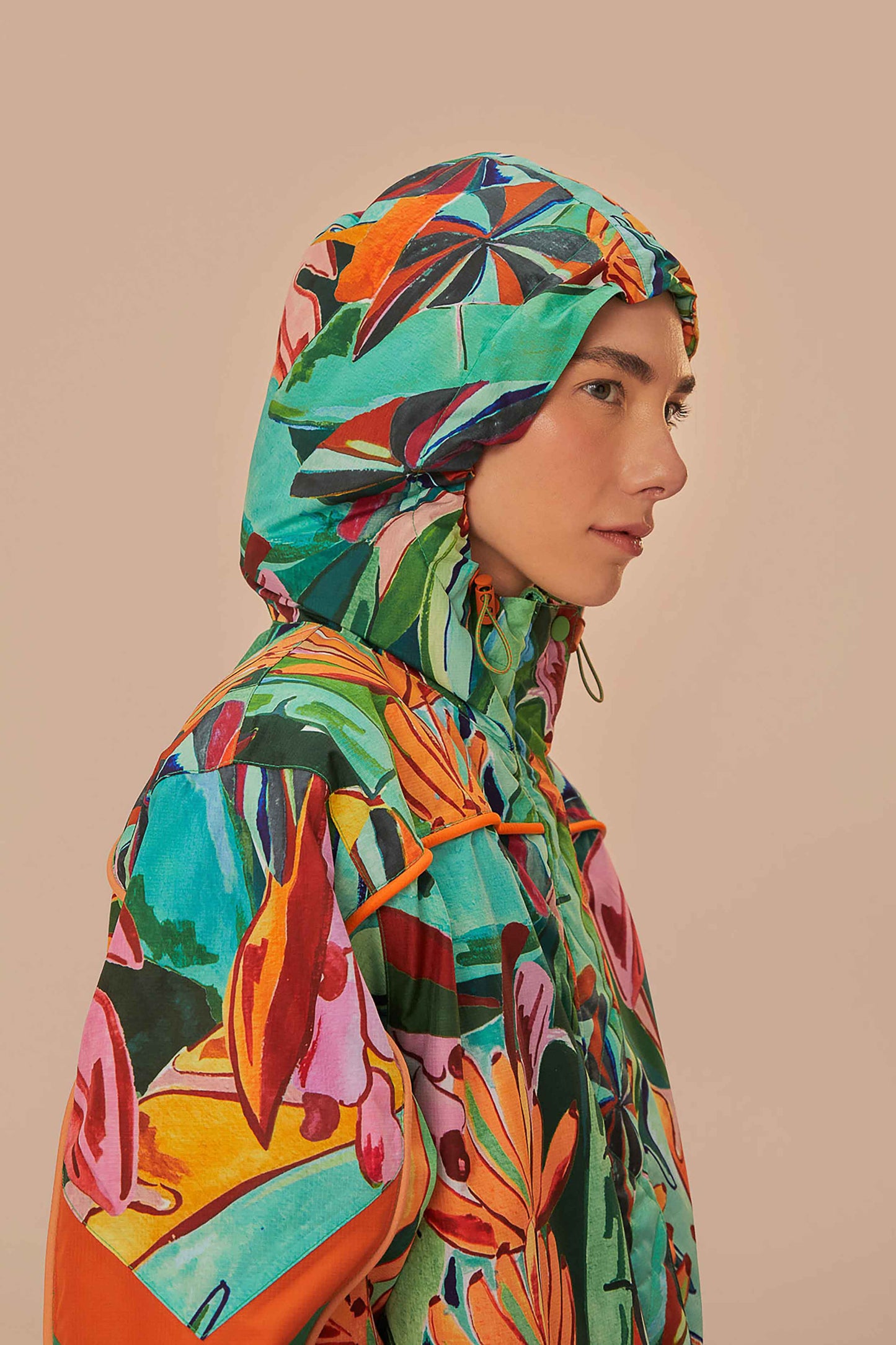 Multicolor Banana Leaves Ski Jacket