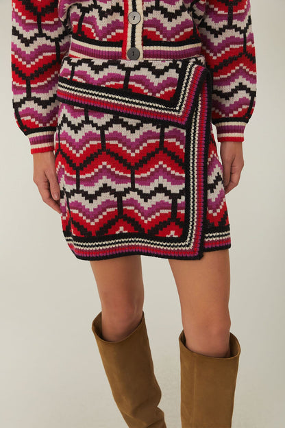 Multicolor Ombre Hearts Knit Skirt