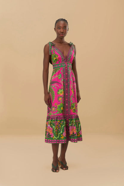 Ana Tapestry Pink Midi Dress