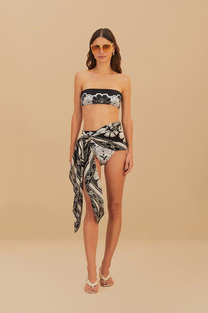 Black Flower Leopards Sarong