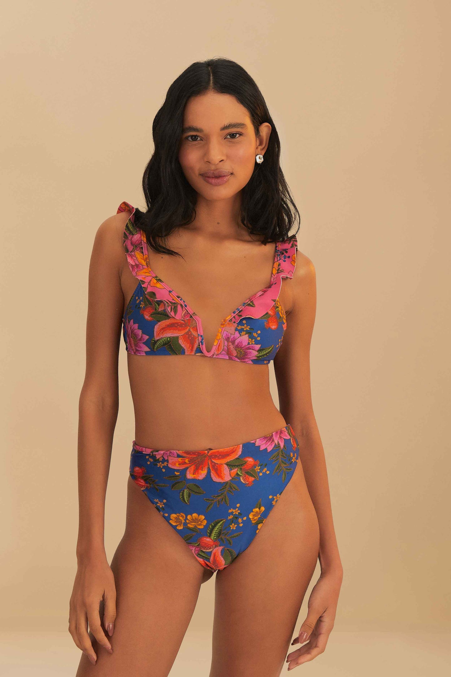 Multicolor Summer Fruit High Waist Bikini Bottom