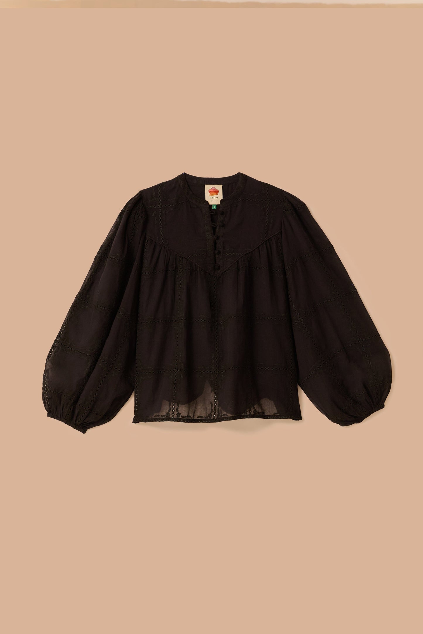 Black Scallops Long Sleeve Blouse