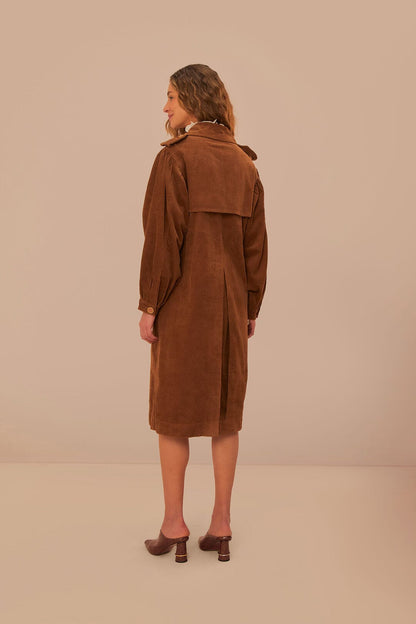 Caramel Corduroy Trench Coat