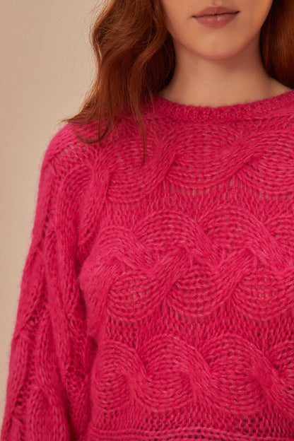 Pink Maxi Cable Knit Sweater