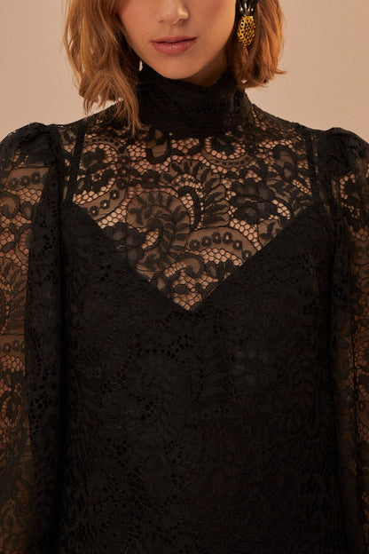 Lace Black Midi Dress