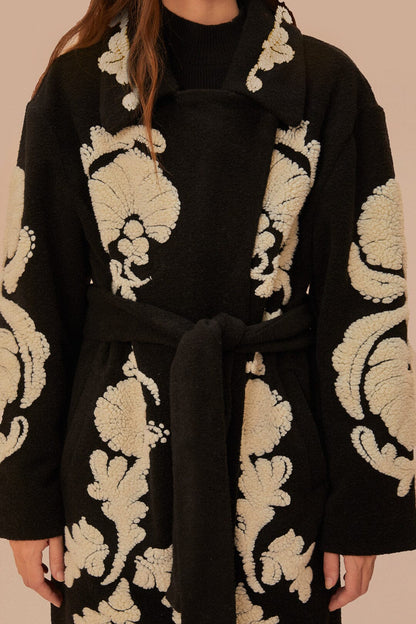 Black And White Helen Fleece Coat