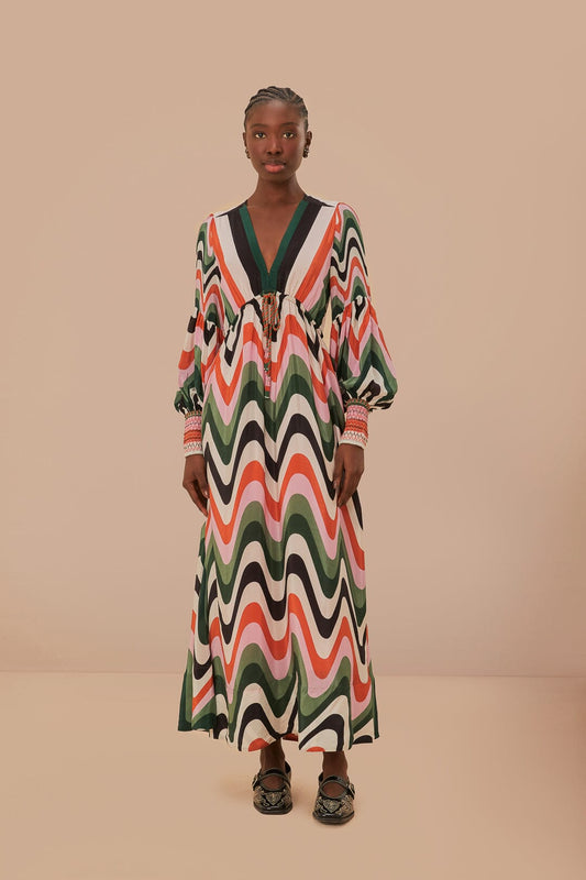 Multicolor Wave Gradient Maxi Dress