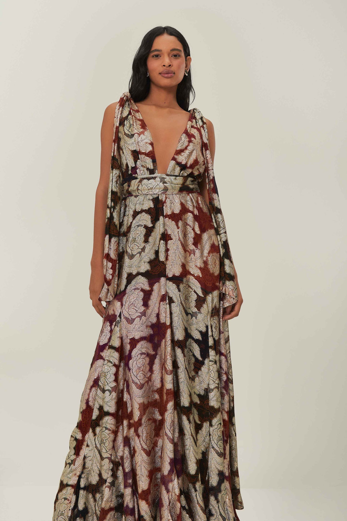 Jacquard Lurex Sleeveless Maxi Dress