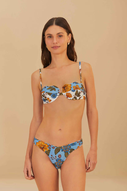 Blue Garden Scarf Reversible Bikini Bottom