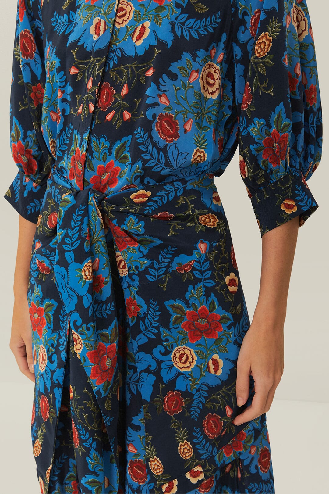 Blue Arabesque Floral Midi Dress